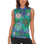NAIDOC 50 Years of Deadly Women Sleeveless Polo Shirt Sea Turtle Aboriginal Dot Art