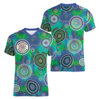 NAIDOC 50 Years of Deadly Women V-Neck T-Shirt Sea Turtle Aboriginal Dot Art