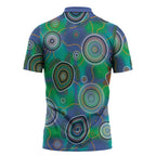 NAIDOC 50 Years of Deadly Zipper Polo Shirt Sea Turtle Aboriginal Dot Art