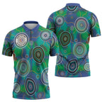 NAIDOC 50 Years of Deadly Zipper Polo Shirt Sea Turtle Aboriginal Dot Art