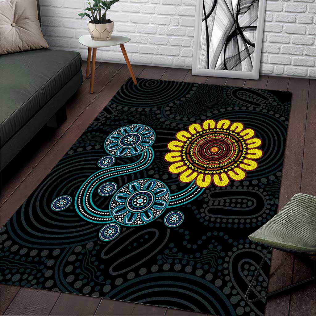 NAIDOC 50 Years of Deadly Area Rug Sun Aboriginal Dot Art
