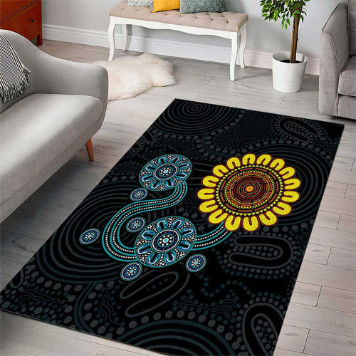 NAIDOC 50 Years of Deadly Area Rug Sun Aboriginal Dot Art