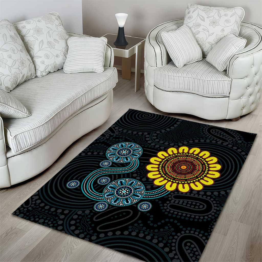 NAIDOC 50 Years of Deadly Area Rug Sun Aboriginal Dot Art