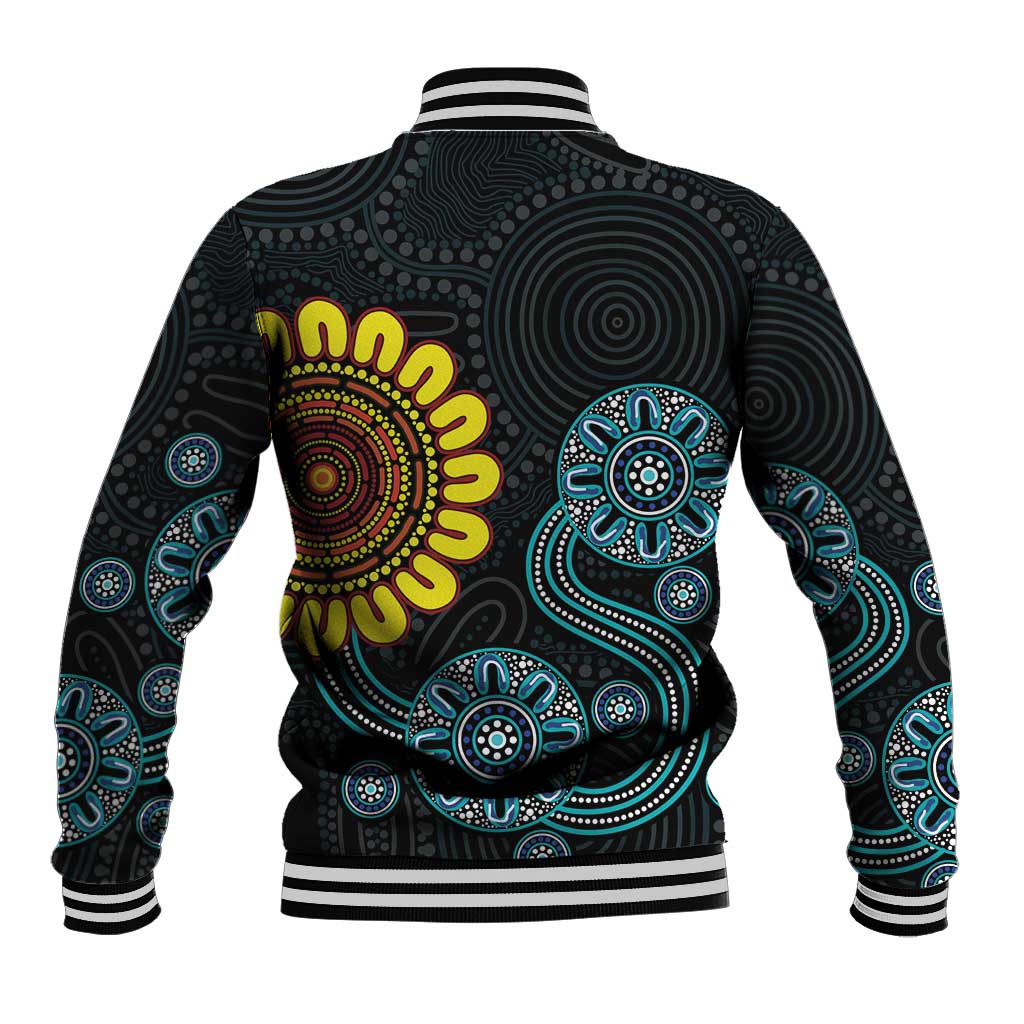 NAIDOC 50 Years of Deadly Baseball Jacket Sun Aboriginal Dot Art