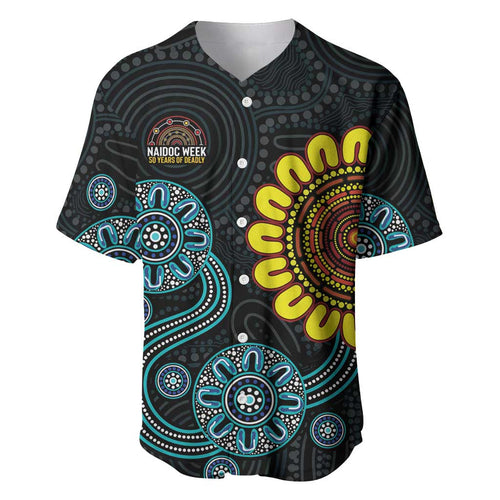 NAIDOC 50 Years of Deadly Baseball Jersey Sun Aboriginal Dot Art