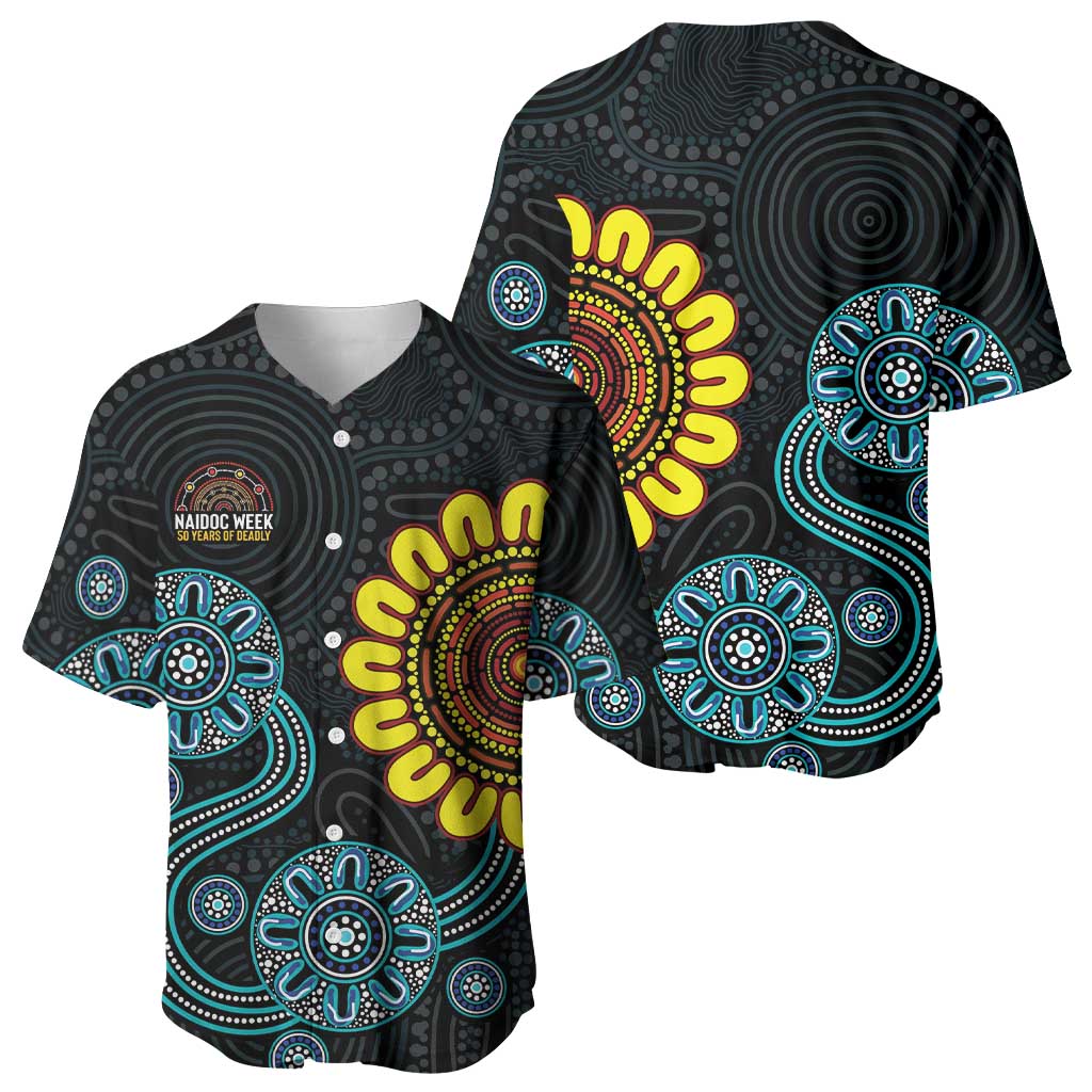 NAIDOC 50 Years of Deadly Baseball Jersey Sun Aboriginal Dot Art