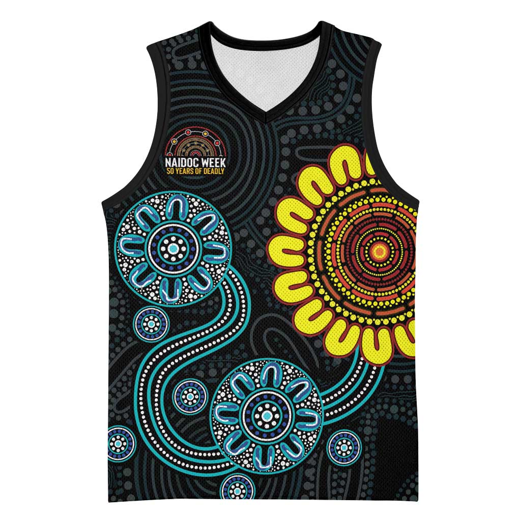 NAIDOC 50 Years of Deadly Basketball Jersey Sun Aboriginal Dot Art