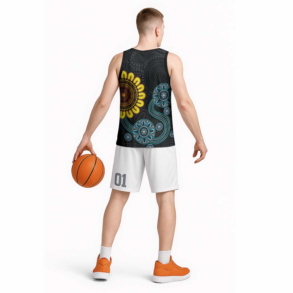 NAIDOC 50 Years of Deadly Basketball Jersey Sun Aboriginal Dot Art