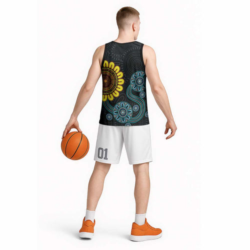 NAIDOC 50 Years of Deadly Basketball Jersey Sun Aboriginal Dot Art