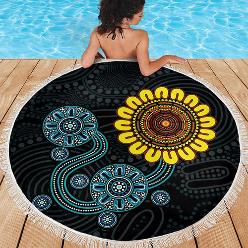 NAIDOC 50 Years of Deadly Beach Blanket Sun Aboriginal Dot Art
