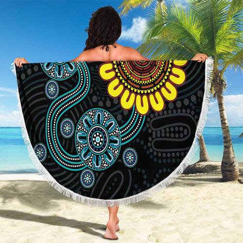 NAIDOC 50 Years of Deadly Beach Blanket Sun Aboriginal Dot Art