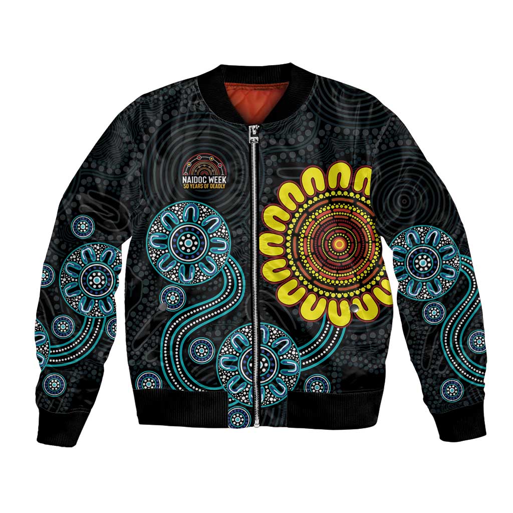 NAIDOC 50 Years of Deadly Bomber Jacket Sun Aboriginal Dot Art