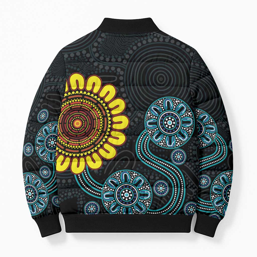 NAIDOC 50 Years of Deadly Bomber Puffer Jacket Sun Aboriginal Dot Art