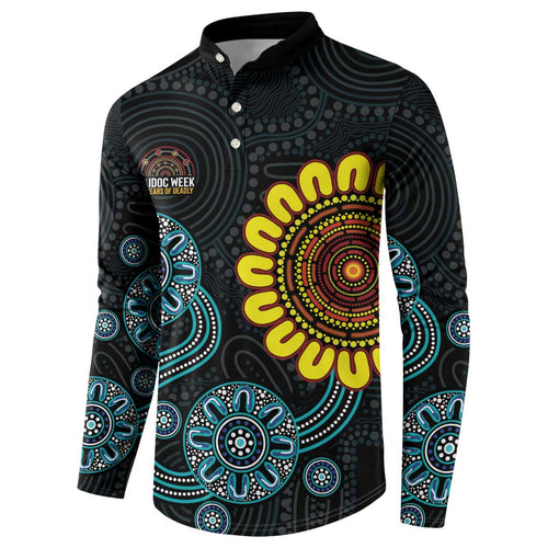 NAIDOC 50 Years of Deadly Button Sweatshirt Sun Aboriginal Dot Art