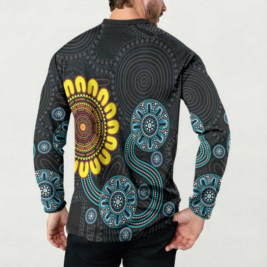 NAIDOC 50 Years of Deadly Button Sweatshirt Sun Aboriginal Dot Art