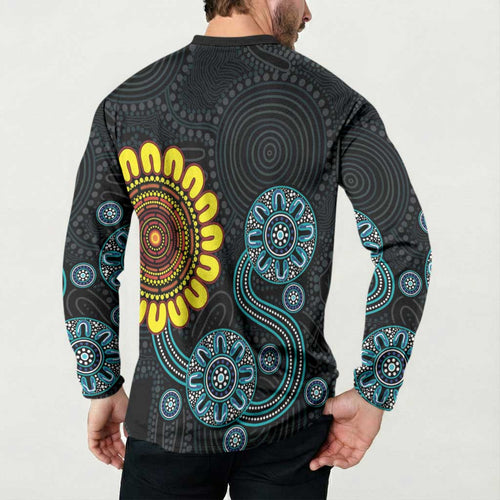 NAIDOC 50 Years of Deadly Button Sweatshirt Sun Aboriginal Dot Art
