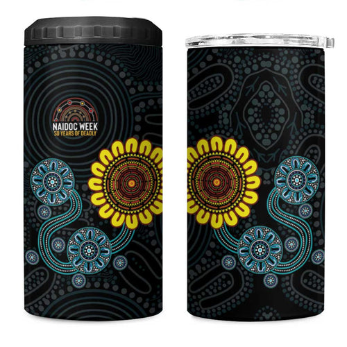 NAIDOC 50 Years of Deadly 4 in 1 Can Cooler Tumbler Sun Aboriginal Dot Art