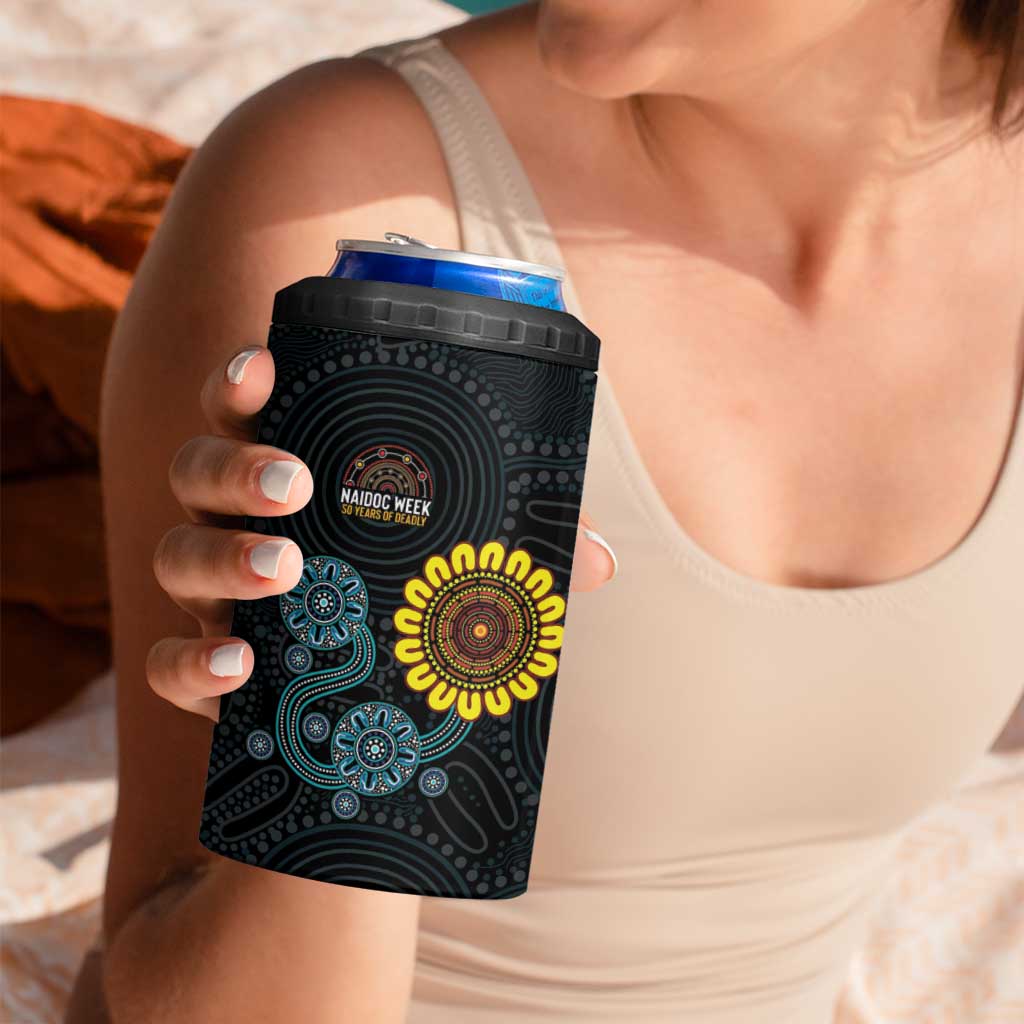 NAIDOC 50 Years of Deadly 4 in 1 Can Cooler Tumbler Sun Aboriginal Dot Art