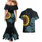 NAIDOC 50 Years of Deadly Couples Matching Mermaid Dress and Hawaiian Shirt Sun Aboriginal Dot Art