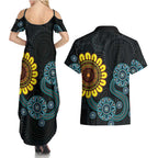 NAIDOC 50 Years of Deadly Couples Matching Summer Maxi Dress and Hawaiian Shirt Sun Aboriginal Dot Art