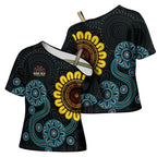 NAIDOC 50 Years of Deadly Cross Shoulder Shirt Sun Aboriginal Dot Art