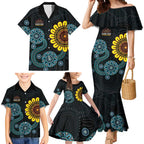 NAIDOC 50 Years of Deadly Family Matching Mermaid Dress and Hawaiian Shirt Sun Aboriginal Dot Art