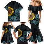 NAIDOC 50 Years of Deadly Family Matching Mermaid Dress and Hawaiian Shirt Sun Aboriginal Dot Art