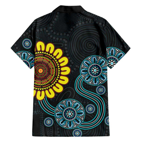 NAIDOC 50 Years of Deadly Family Matching Off Shoulder Maxi Dress and Hawaiian Shirt Sun Aboriginal Dot Art