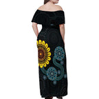 NAIDOC 50 Years of Deadly Family Matching Off Shoulder Maxi Dress and Hawaiian Shirt Sun Aboriginal Dot Art
