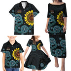 NAIDOC 50 Years of Deadly Family Matching Puletasi and Hawaiian Shirt Sun Aboriginal Dot Art