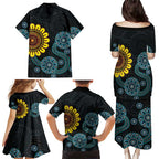 NAIDOC 50 Years of Deadly Family Matching Puletasi and Hawaiian Shirt Sun Aboriginal Dot Art