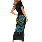 NAIDOC 50 Years of Deadly Family Matching Short Sleeve Bodycon Dress and Hawaiian Shirt Sun Aboriginal Dot Art