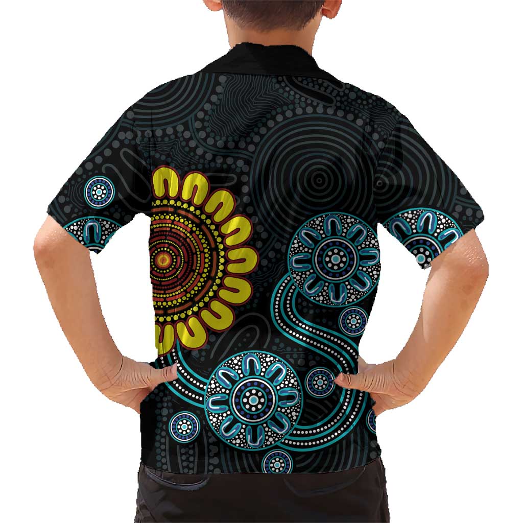 NAIDOC 50 Years of Deadly Family Matching Summer Maxi Dress and Hawaiian Shirt Sun Aboriginal Dot Art