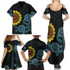NAIDOC 50 Years of Deadly Family Matching Summer Maxi Dress and Hawaiian Shirt Sun Aboriginal Dot Art