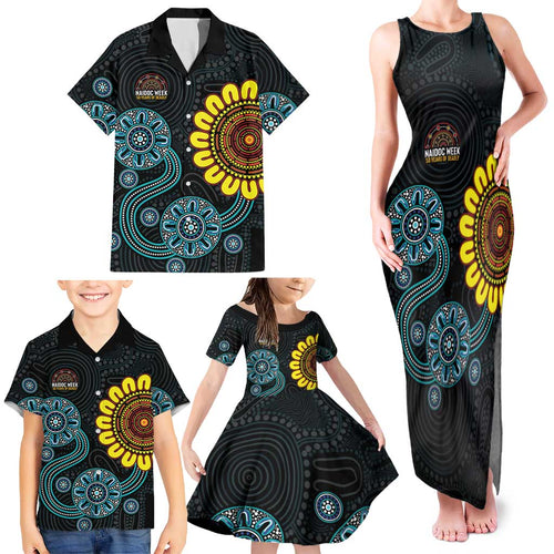 NAIDOC 50 Years of Deadly Family Matching Tank Maxi Dress and Hawaiian Shirt Sun Aboriginal Dot Art