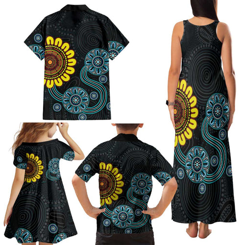 NAIDOC 50 Years of Deadly Family Matching Tank Maxi Dress and Hawaiian Shirt Sun Aboriginal Dot Art