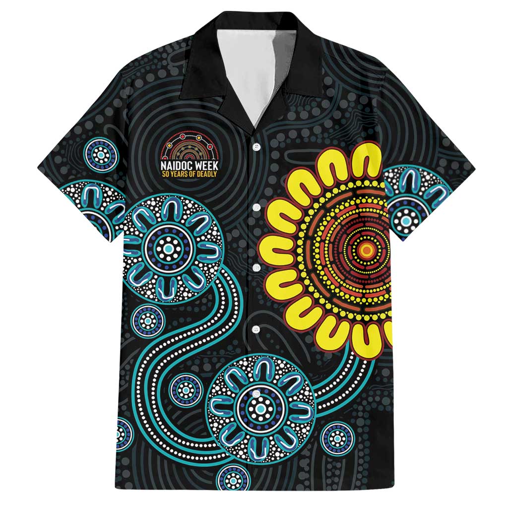 NAIDOC 50 Years of Deadly Hawaiian Shirt Sun Aboriginal Dot Art