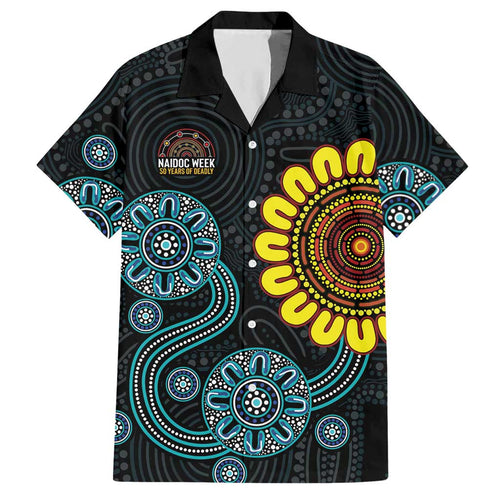 NAIDOC 50 Years of Deadly Hawaiian Shirt Sun Aboriginal Dot Art