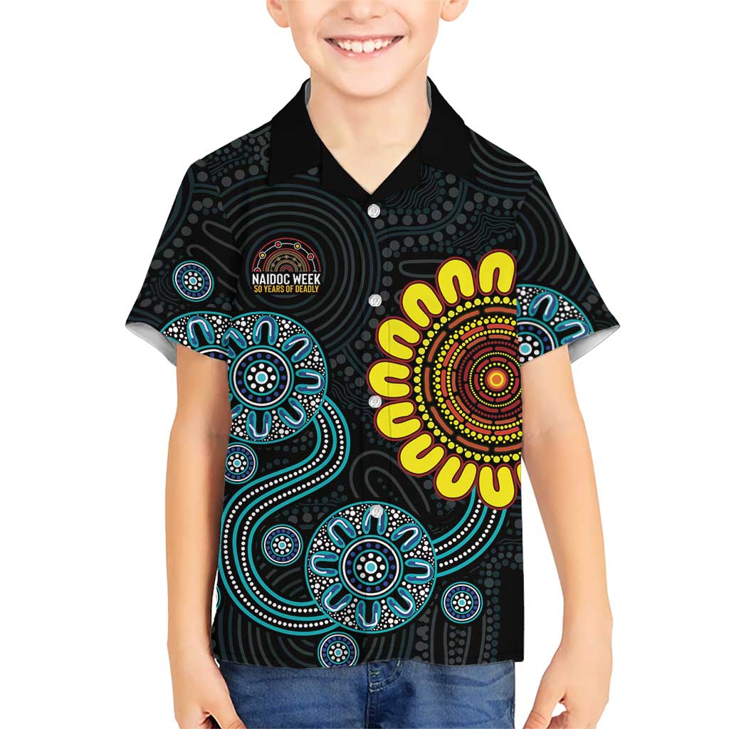 NAIDOC 50 Years of Deadly Hawaiian Shirt Sun Aboriginal Dot Art