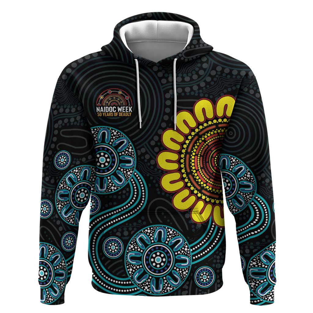 NAIDOC 50 Years of Deadly Hoodie Sun Aboriginal Dot Art