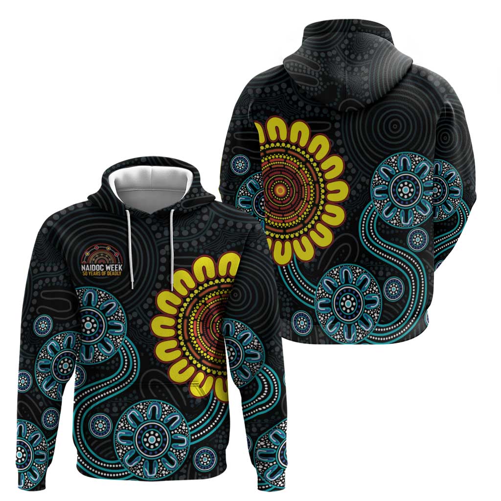 NAIDOC 50 Years of Deadly Hoodie Sun Aboriginal Dot Art