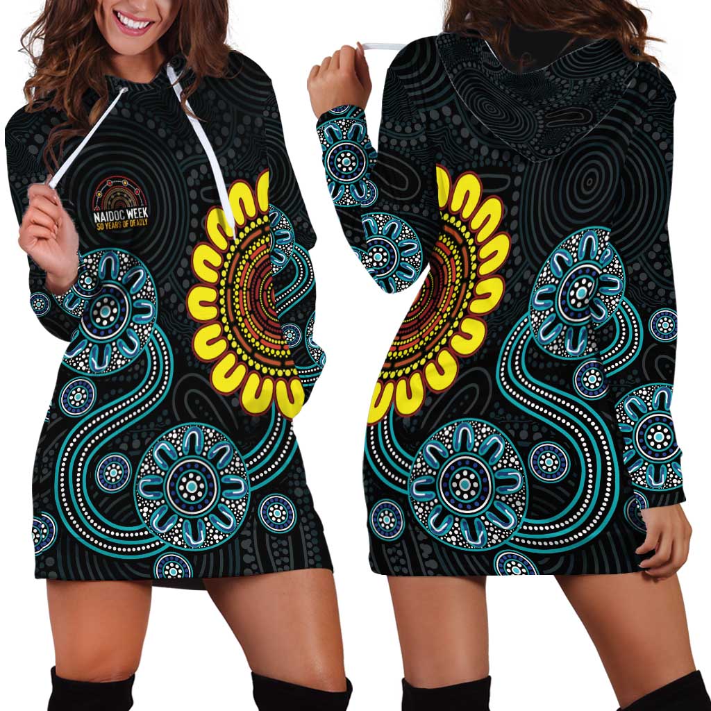 NAIDOC 50 Years of Deadly Hoodie Dress Sun Aboriginal Dot Art