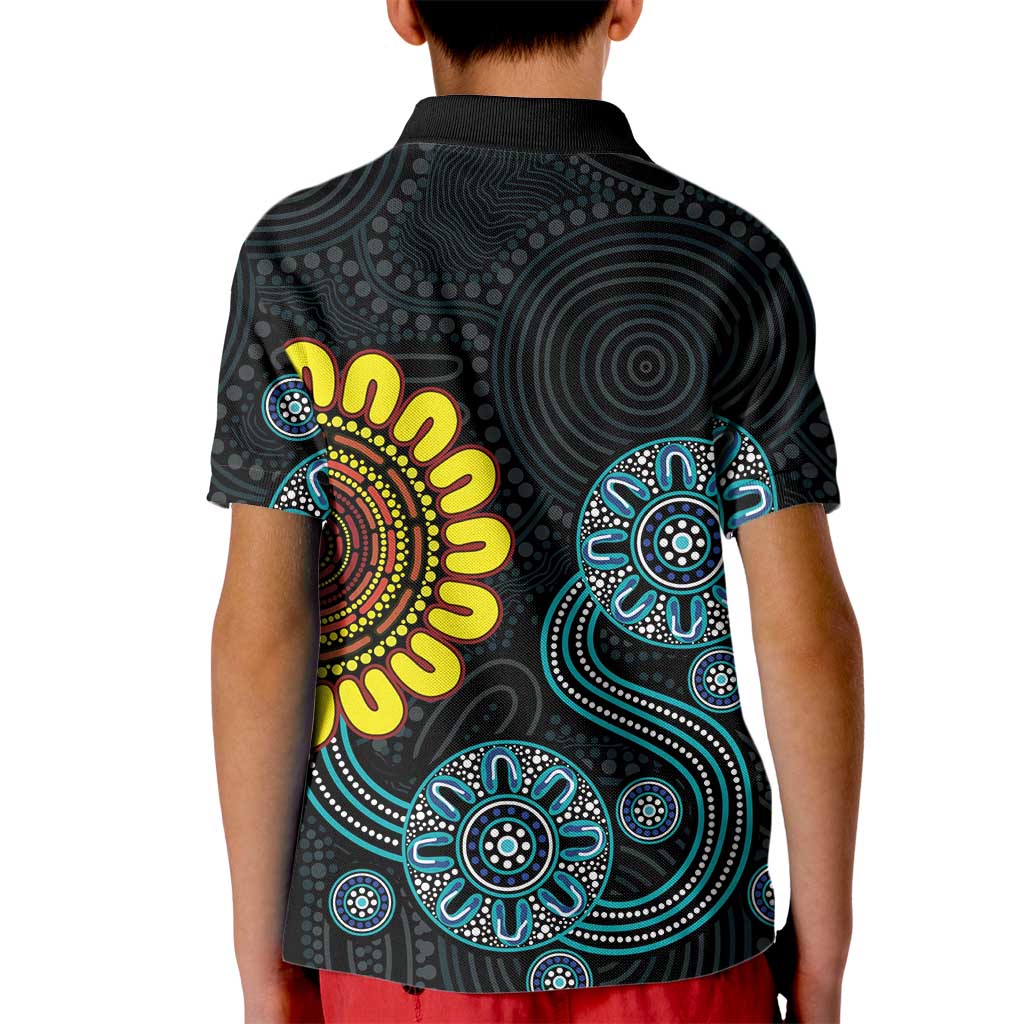 NAIDOC 50 Years of Deadly Kid Polo Shirt Sun Aboriginal Dot Art