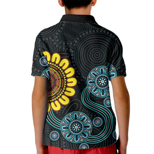 NAIDOC 50 Years of Deadly Kid Polo Shirt Sun Aboriginal Dot Art