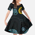 NAIDOC 50 Years of Deadly Kid Short Sleeve Dress Sun Aboriginal Dot Art