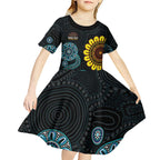 NAIDOC 50 Years of Deadly Kid Short Sleeve Dress Sun Aboriginal Dot Art