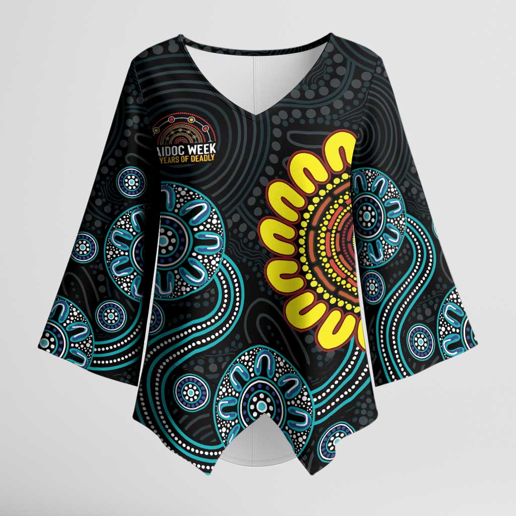 NAIDOC 50 Years of Deadly Kimono Sleeve Blouse Sun Aboriginal Dot Art