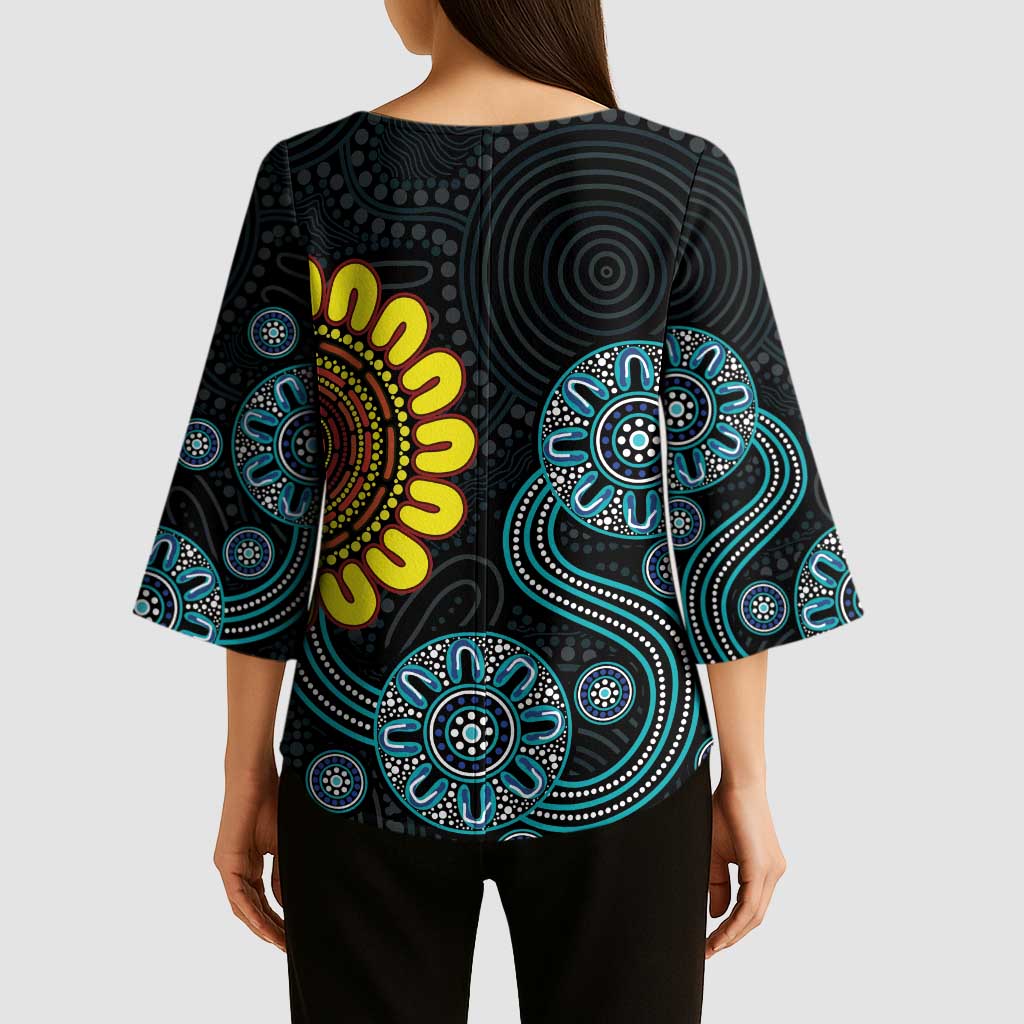 NAIDOC 50 Years of Deadly Kimono Sleeve Blouse Sun Aboriginal Dot Art