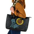 NAIDOC 50 Years of Deadly Leather Tote Bag Sun Aboriginal Dot Art