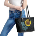 NAIDOC 50 Years of Deadly Leather Tote Bag Sun Aboriginal Dot Art
